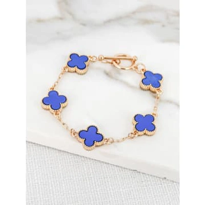 Envy Blue Clover Bracelet Gold