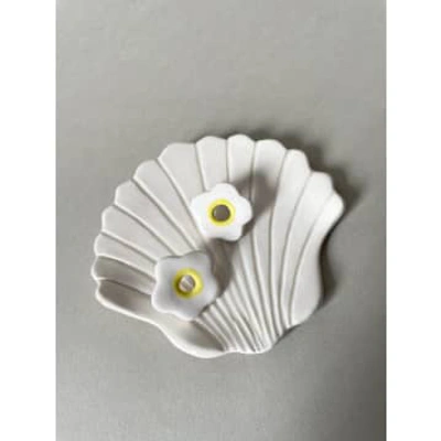 Blanca Olmos Studio Conch Shell Jewellery Plate In White