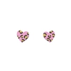 IVY AND GINGER MINI LEOPARD PRINT PINK & GOLD HEART WOODEN STUDS