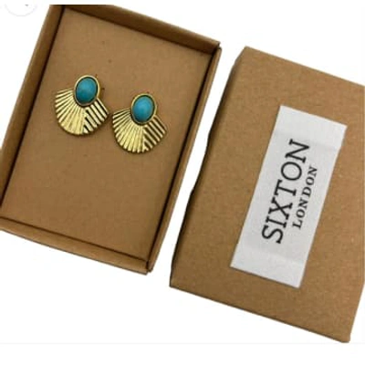 Sixton London Retro Fan Earrings In Gold