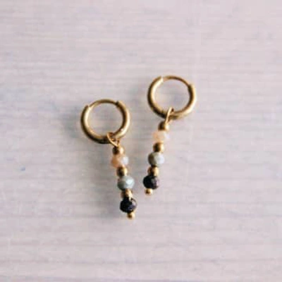 Bazou Hoop Earrings Of Stainless Steel With Facets In Gold