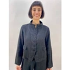NEW ARRIVALS GRIZAS BLACK LINEN JACKET WITH STAND UP COLLAR