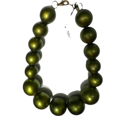 Katerina Vassou Brass Large Bead Necklace Green