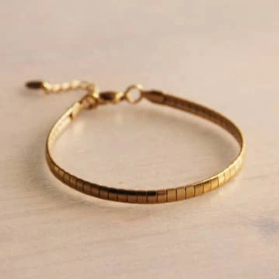 Bazou Steel Flat Bracelet Striped In Gold