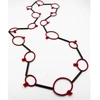 CHRISTINA BRAMPTI NECKLACE CORD RINGS WITH ALUMINIUM TUBES RED