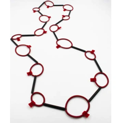 Christina Brampti Necklace Cord Rings With Aluminium Tubes Red