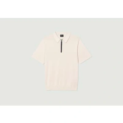 Ps By Paul Smith Ps Paul Smith Mens Jumper Ss Zip Polo In Ecru