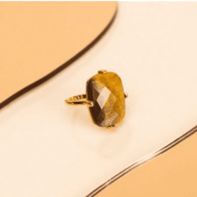 Boho Beach Fest Une A Une Tiger Eye Ring In Gold