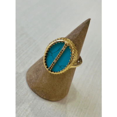 Boho Beach Fest Une A Une Stone Shine Ring- Turquoise In Blue