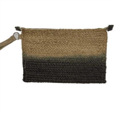 Byroom Large Jute Stonewash Pouch In Natural / Grey Ombre In Multi