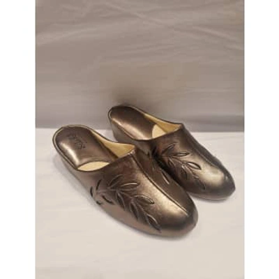 Silks Relax Slipper 3661 Leather Slippers In Pewter In Brown