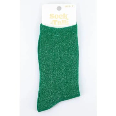 Miss Shorthair Green Cotton Glitter Ankle Socks