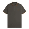 Fred Perry Slim Fit Twin Tipped Polo Field Green & Nut Flake