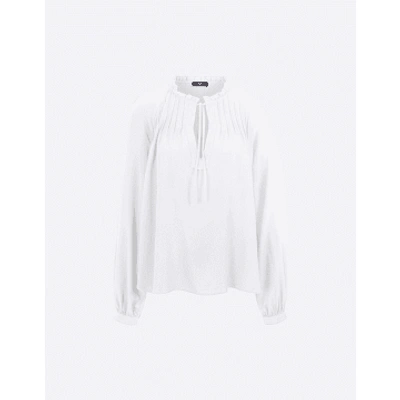 Riani Frilled Collar Tie Neck Blouse Col: 110 Off White, Size: 10