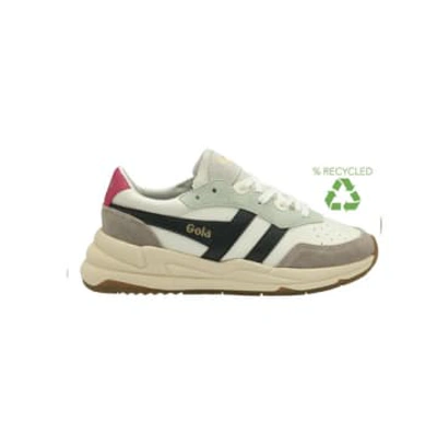 Gola Clb521lg1 Saturn Quadrant Trainer In White/ Feather Grey/ Storm In Red