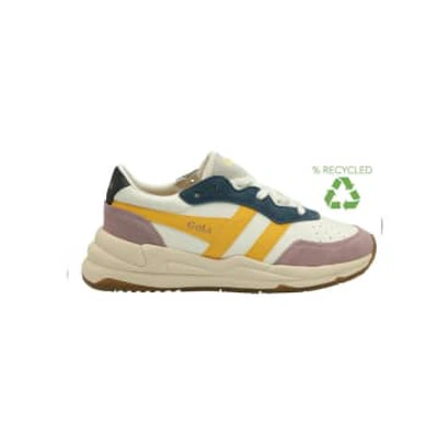 Gola Clb521wk1 Saturn Quadrant Trainer In White/ Pastel Pink/ Sun In Red