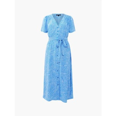 French Connection Bernice Elitan Button Through Dress In Blue
