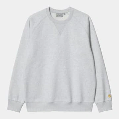 Carhartt Sweat Chase Ash Heather / Gold In Blue