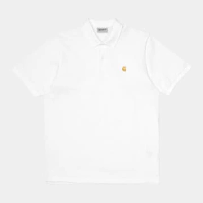 Carhartt Polo Chase Pique White / Gold In 00r White / Gold