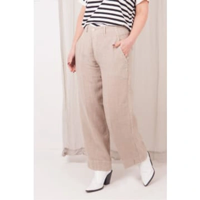 European Culture Linen Cropped Trouser In Beige In Neturals