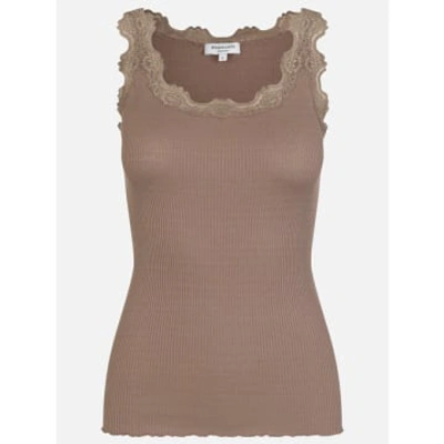 Rosemunde Silk Top With Lace In Neutral