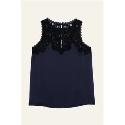 Ba&sh Clea Lace-panel Top In Blue