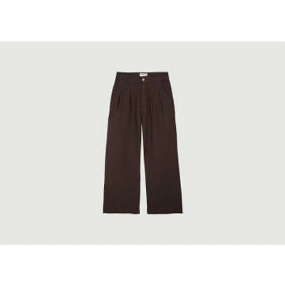 Emile And Ida Linen Palazzo Trousers In Brown