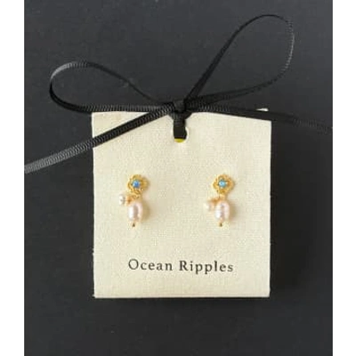 Ocean Ripples Two Pearl Filigree Earrings A907 In Neutral