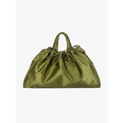 Hvisk Sage Medium Shiny Twill Handle Bag In Green