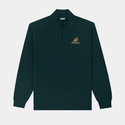 Parlez Wanstead 1/4 Zip Sweatshirt In Green