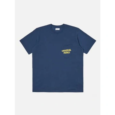 Universal Works 30611 Print Pocket T Shirt In Organic Jersey Navy In Blue