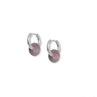 A Weathered Penny Amethyst Hoops, Silver In Metallic