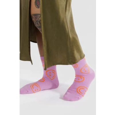 Baggu Peony Happy Crew Socks