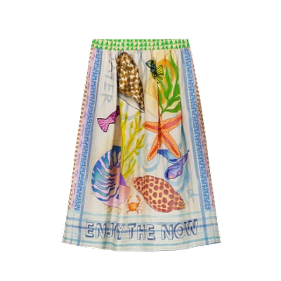 Me 369 Vanessa Print Midi Skirt In Magic Ocean In Multi