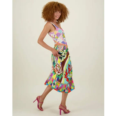 Me 369 Vanessa Flower Printed Midid Skirt In Multi