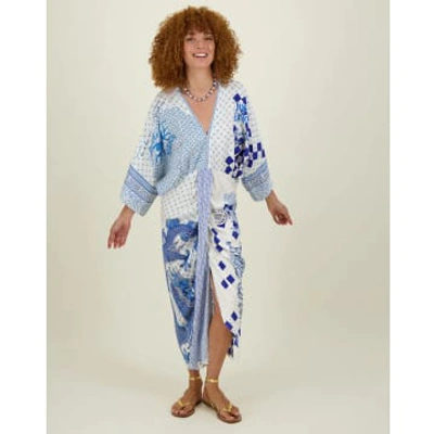 Me 369 Sophia Kimono Dress In Amalfi Coast In Blue