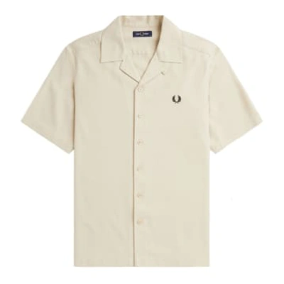 Fred Perry Short Sleeve Revere Collar Shirt In Warm Grey U54