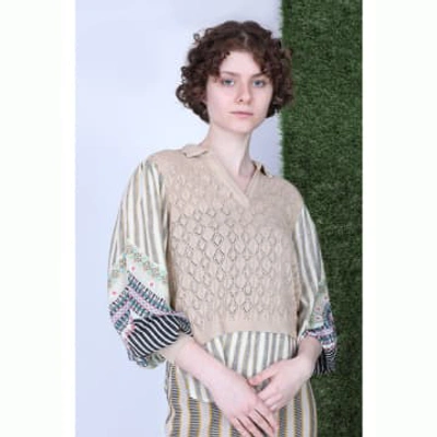 Conditions Apply | Hyacinth Knitted Top | Beige/multi In Neturals