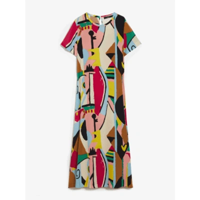 Max Mara Weekend Orchis Pattern Short Sleeve Midi Dress Size: 12, Col: In Multi