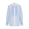 Hugo Boss Pure-cotton Blouse With Mixed Vertical Stripes In Blue
