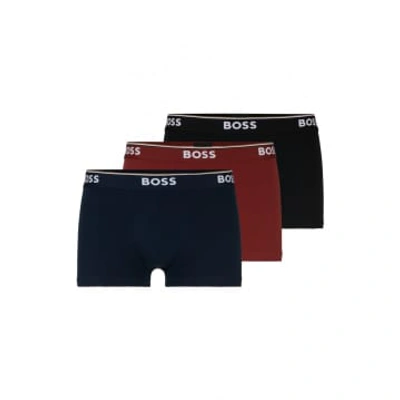 Hugo Boss Boss Trunk 3p Power Boxers Col: Black Navy & Burgundy, Size: L