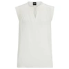 Hugo Boss Relaxed-fit Tailored Blouse In Stretch Silk In White