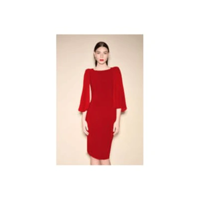 Joseph Ribkoff Pleated Sleeve Dress In Red