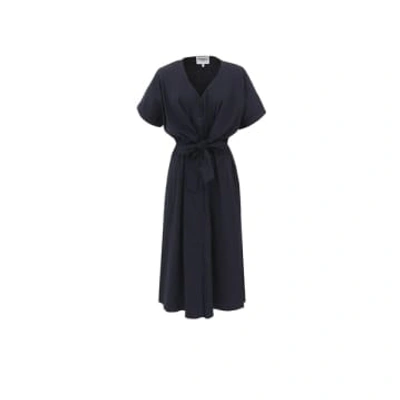 Frnch - Perrine Navy Tie Front Dress In Blue