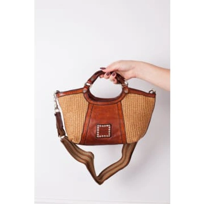 Campomaggi Shopping Bag Straw And Cowhide In Brown