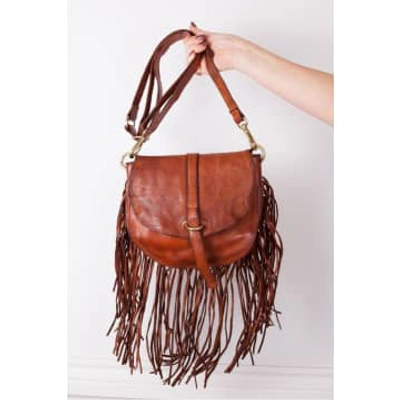 Campomaggi Crossbody Bag Cowhide With Fringe In Cognac In Brown