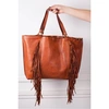 CAMPOMAGGI SHOPPING BAG COWHIDE WITH FRINGE IN COGNAC