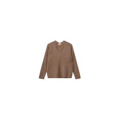 Mos Mosh Mmthora V-neck Knit Size: Xs, Col: Cinnamon In Brown