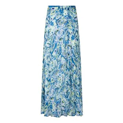 Esqualo Long Skirt In Bayside Flower Bomb Print In Blue