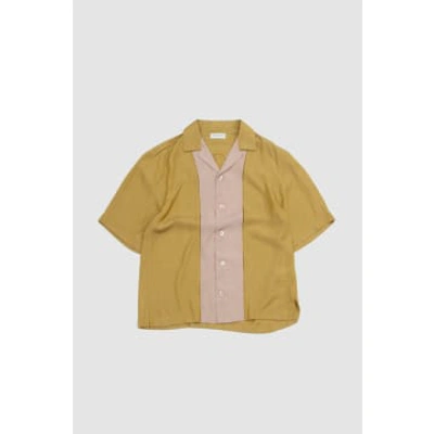 Dries Van Noten Panelled Shortsleeve Shirt Mustard In Yellow